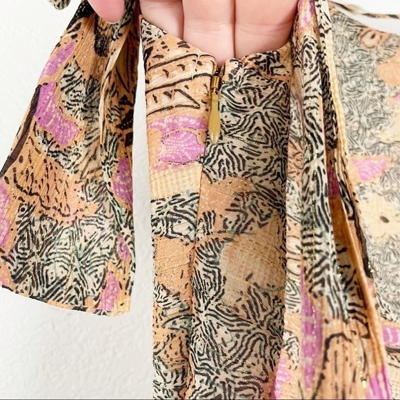 Ulla Johnson Uma Birds of Paradise Midi Silk Cotton Metallic Floral Midi Dress - Picture 7 of 10